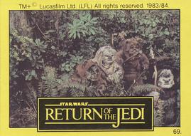 1983 Monty Fabrieken Return of the Jedi Mini Cards #69 Ewoks Front