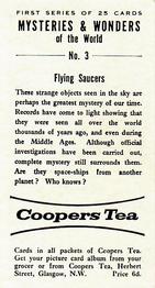 1961 Coopers Tea Mysteries & Wonders #3 Flying Saucers Back