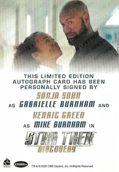 2020 Rittenhouse Star Trek Discovery Season Two - Dual Autographs #NNO Sonja Sohn / Kenric Green Back
