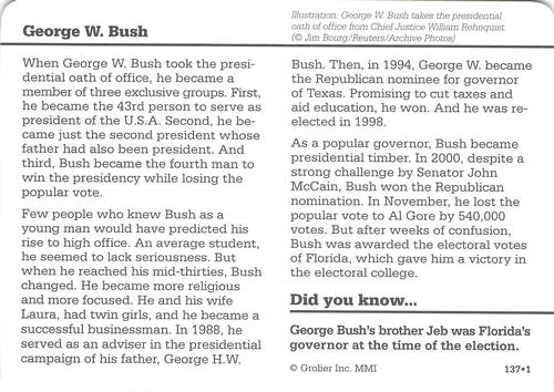 1994-01 Grolier Story of America #137.1 George W. Bush Back