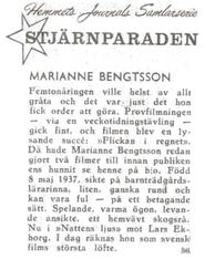 1956-62 Hemmets Journal Stjarnparaden #86 Marianne Bengtsson Back