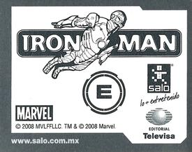 2008 Salo Marvel Iron Man Pelicula Album De Estampas #E Estampa Especiale E Back