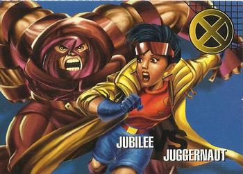 1996 Fleer/SkyBox Marvel Vision #52 Jubilee vs. Juggernaut Front