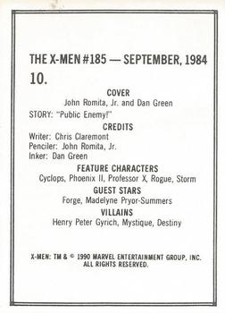 1990 Comic Images Uncanny X-Men II #10 Issue #185 Back