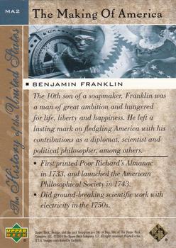 2004 Upper Deck History of the United States - The Making of America #MA2 Benjamin Franklin Back