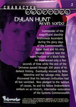 2004 Inkworks Andromeda Reign of the Commonwealth #2 Character Profiles: Dylan Hunt (Kevin Sorbo) Back