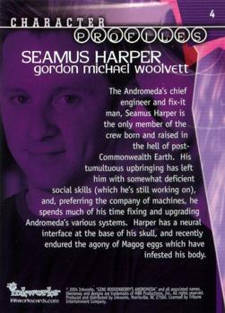 2004 Inkworks Andromeda Reign of the Commonwealth #4 Character Profiles: Seamus Harper (Gordon Michael Woolvett) Back