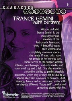 2004 Inkworks Andromeda Reign of the Commonwealth #6 Character Profiles: Trance Gemini (Laura Bertram) Back