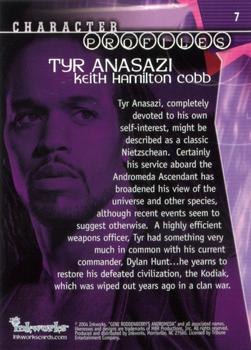 2004 Inkworks Andromeda Reign of the Commonwealth #7 Character Profiles: Tyr Anasazi (Keith Hamilton Cobb) Back