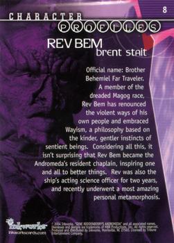 2004 Inkworks Andromeda Reign of the Commonwealth #8 Character Profiles: Rev Bem (Brent Stait) Back