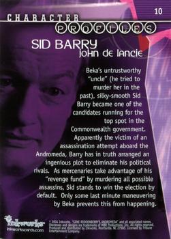2004 Inkworks Andromeda Reign of the Commonwealth #10 Character Profiles: Sid Barry (John de Lancie) Back