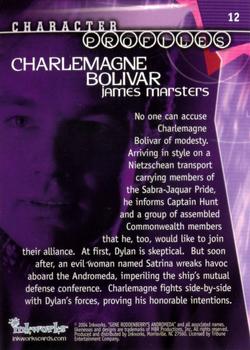 2004 Inkworks Andromeda Reign of the Commonwealth #12 Character Profiles: Charlemagne Bolivar (James Marsters) Back