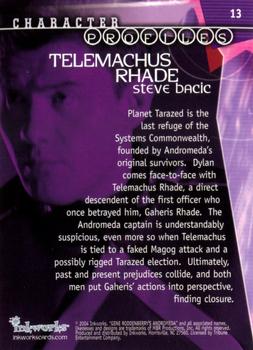 2004 Inkworks Andromeda Reign of the Commonwealth #13 Character Profiles: Telemachus Rhade (Steve Bacic) Back