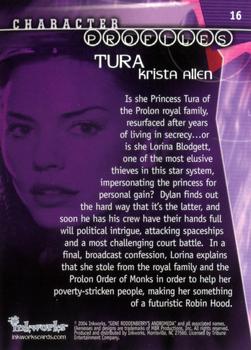 2004 Inkworks Andromeda Reign of the Commonwealth #16 Character Profiles: Tura (Krista Allen) Back