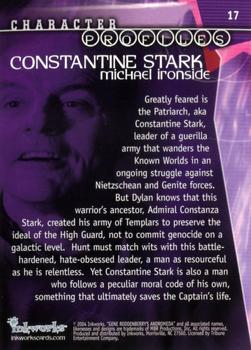 2004 Inkworks Andromeda Reign of the Commonwealth #17 Character Profiles: Constantine Stark (Michael Ironside) Back