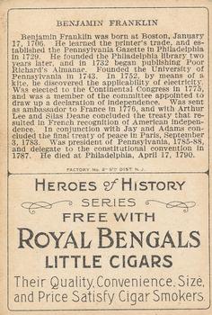 1911 American Tobacco Company Heroes of History / Men of History (T68) #NNO Benjamin Franklin Back