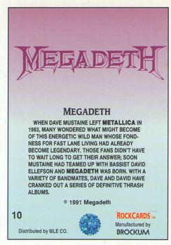 1991 Brockum Rock Cards #10 Megadeth Back