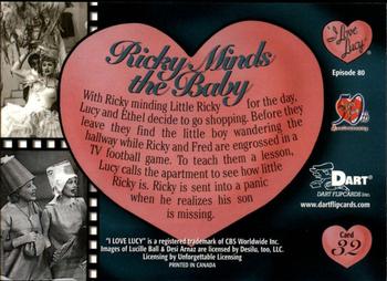 2001 Dart I Love Lucy 50th Anniversary #32 Ricky Minds the Baby Back
