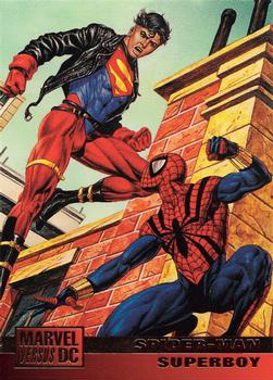 1995 Fleer DC vs. Marvel Comics #73 Spider-Man / Superboy Front