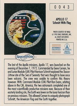 1990-92 Space Ventures Space Shots #0043 Apollo 17 - Schmitt With Flag Back