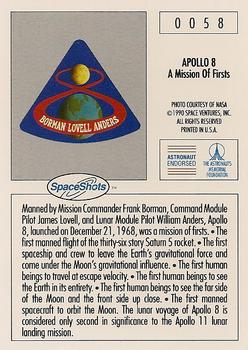 1990-92 Space Ventures Space Shots #0058 Apollo 8 - A Mission Of Firsts Back
