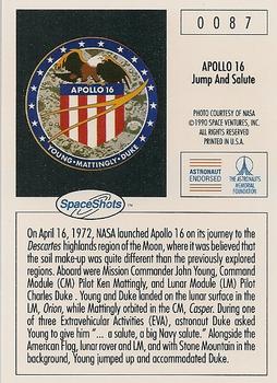 1990-92 Space Ventures Space Shots #0087 Apollo 16 - Jump And Salute Back