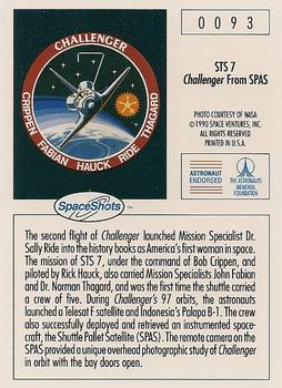 1990-92 Space Ventures Space Shots #0093 STS 7  Challenger From SPAS Back