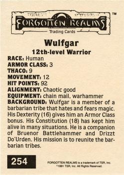1991 TSR Advanced Dungeons & Dragons - Silver #254 Wulfgar Back