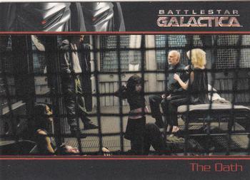 2009 Rittenhouse Battlestar Galactica Season Four #41 Aboard the Galactica, Lee's life is threatened Front
