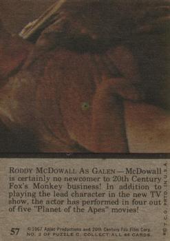 1975 Topps Planet of the Apes #57 Roddy McDowall Back