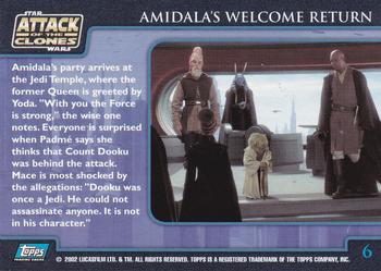 2002 Topps Star Wars: Attack of the Clones (UK) #6 Amidala's Welcome Return Back