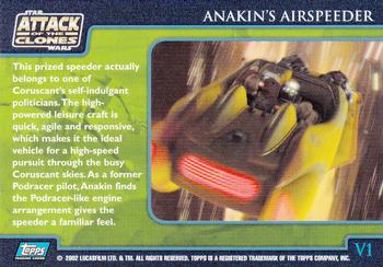 2002 Topps Star Wars: Attack of the Clones (UK) - Vehicles #V1 Anakin's Airspeeder Back