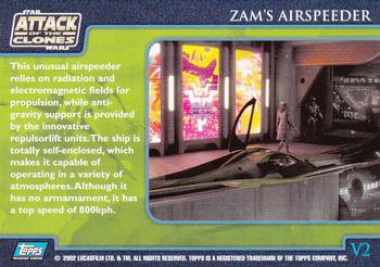 2002 Topps Star Wars: Attack of the Clones (UK) - Vehicles #V2 Zam's Airspeeder Back