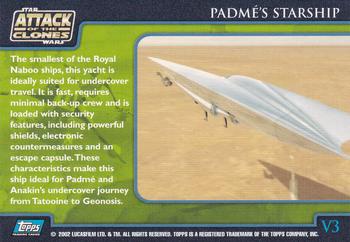 2002 Topps Star Wars: Attack of the Clones (UK) - Vehicles #V3 Padmé's Starship Back