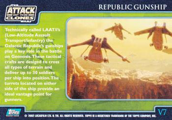 2002 Topps Star Wars: Attack of the Clones (UK) - Vehicles #V7 Republic Gunship Back
