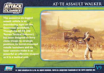 2002 Topps Star Wars: Attack of the Clones (UK) - Vehicles #V9 AT-TE Assault Walker Back