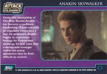 2002 Topps Star Wars: Attack of the Clones (UK) - Characters #C1 Anakin Skywalker Back