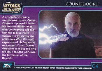 2002 Topps Star Wars: Attack of the Clones (UK) - Characters #C4 Count Dooku Back