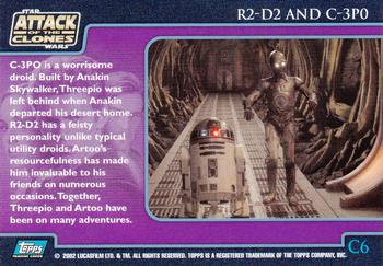 2002 Topps Star Wars: Attack of the Clones (UK) - Characters #C6 R2-D2 and C-3P0 Back