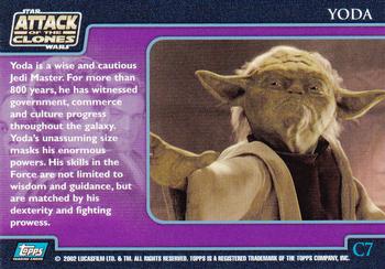 2002 Topps Star Wars: Attack of the Clones (UK) - Characters #C7 Yoda Back