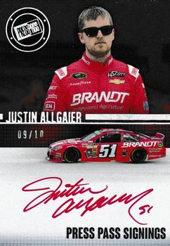 2015 Press Pass Cup Chase - Press Pass Signings Melting #PPS-JA Justin Allgaier Front