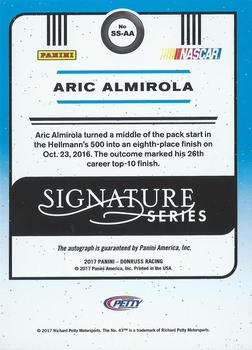 2017 Donruss - Signature Series #SS-AA Aric Almirola Back