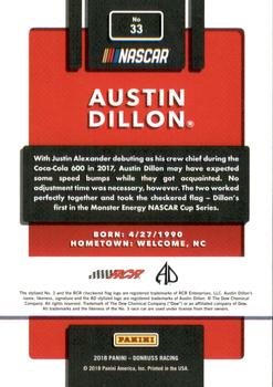 2018 Donruss - Gold Foil #33 Austin Dillon Back