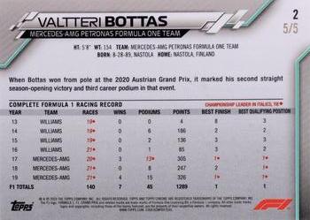 2020 Topps Chrome Sapphire Edition Formula 1 - Red #2 Valtteri Bottas Back