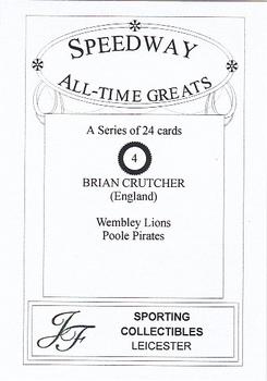 1999 Speedway All-Time Greats #4 Brian Crutcher Back