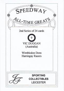 1999 Speedway All-Time Greats 2nd Series #9 Vic Duggan Back