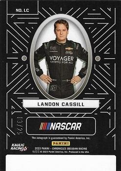 2023 Panini Chronicles - Obsidian Signatures Electric Etch Pink #LC Landon Cassill Back