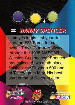 1995 Maxx Medallion - Blue #16 Jimmy Spencer Back