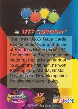 1995 Maxx Medallion - Blue #17 Jeff Gordon Back