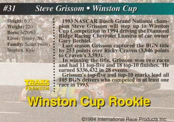 1994 Traks #31 Steve Grissom Back